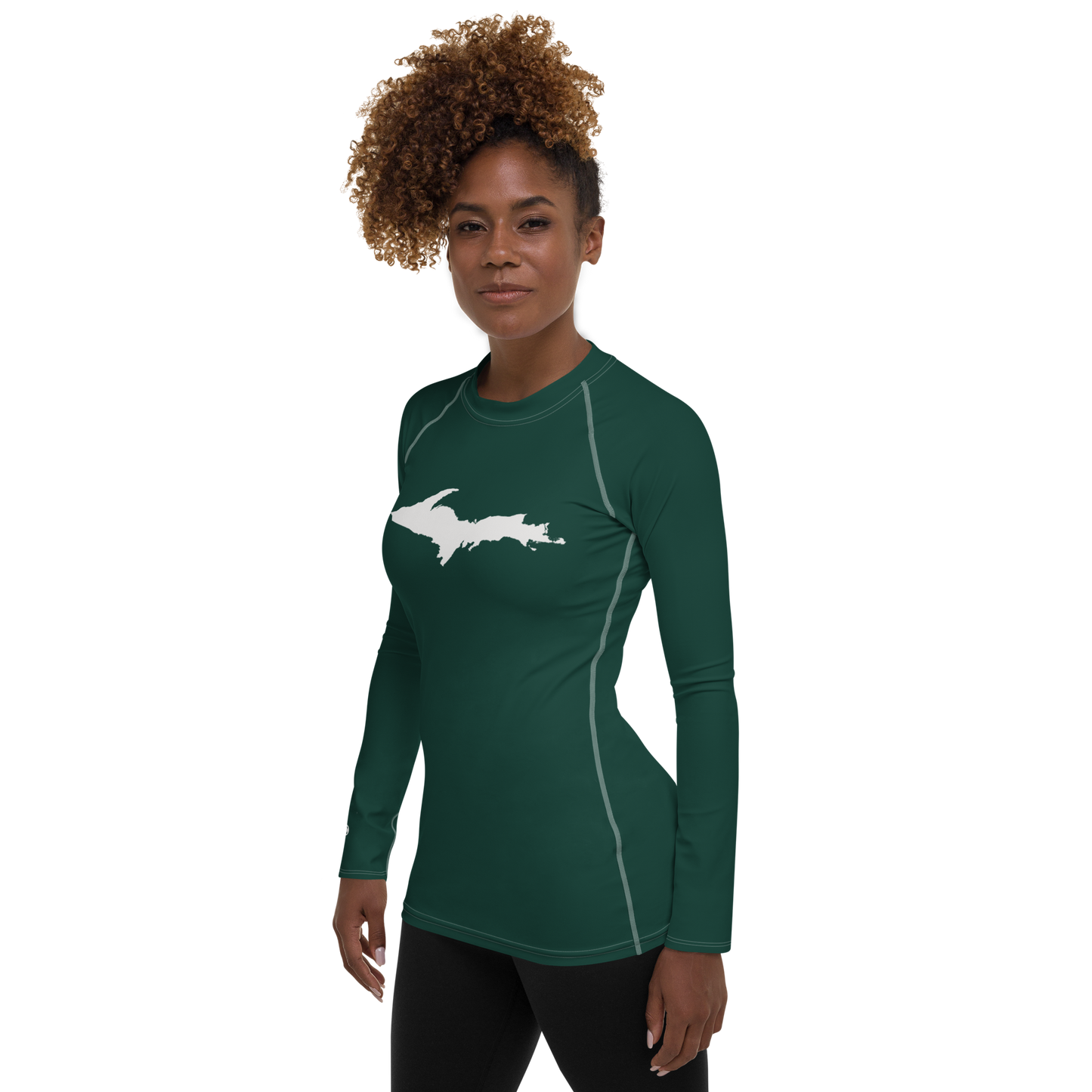 Michigan Upper Peninsula Rash Guard (w/ UP Outline) | Women's - Laconic Green