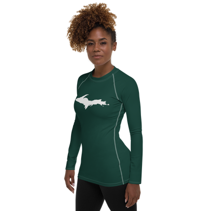 Michigan Upper Peninsula Rash Guard (w/ UP Outline) | Women's - Laconic Green