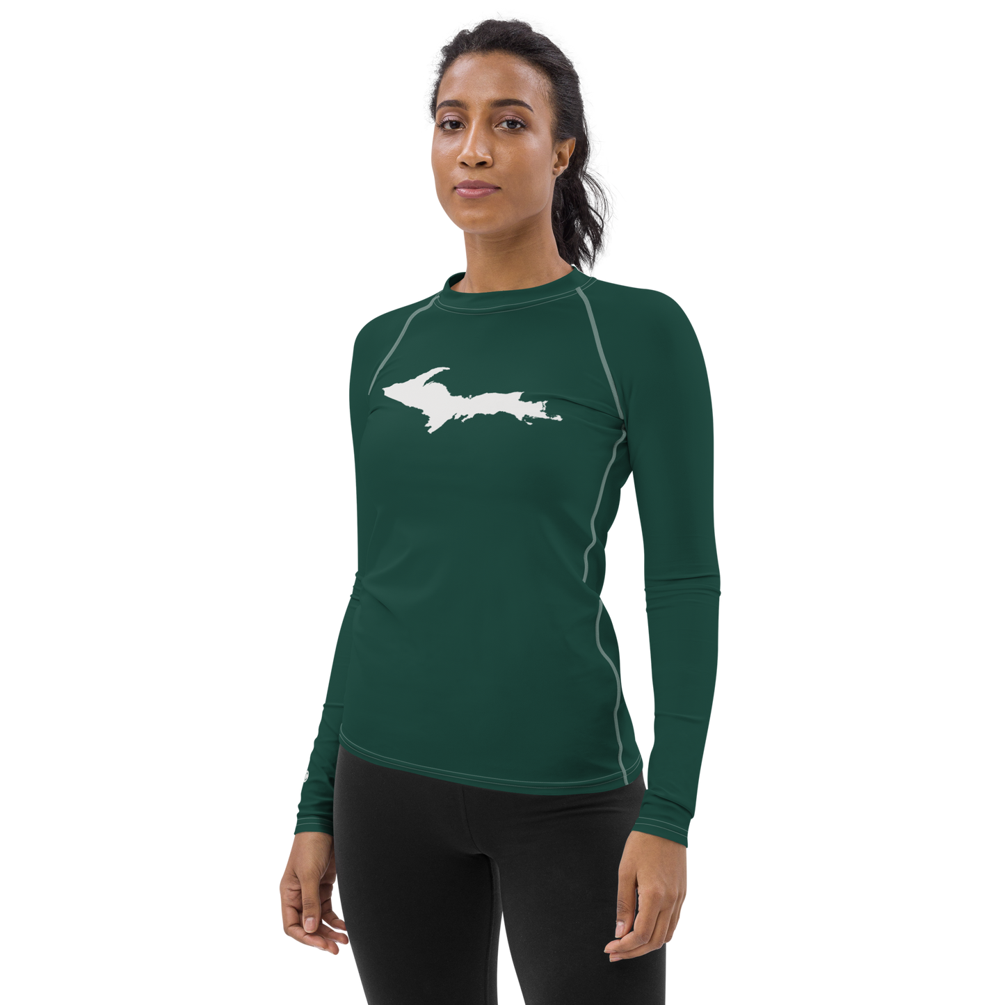 Michigan Upper Peninsula Rash Guard (w/ UP Outline) | Women's - Laconic Green