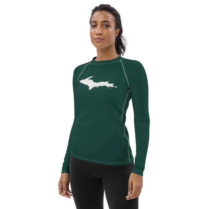 Michigan Upper Peninsula Rash Guard (w/ UP Outline) | Women's - Laconic Green