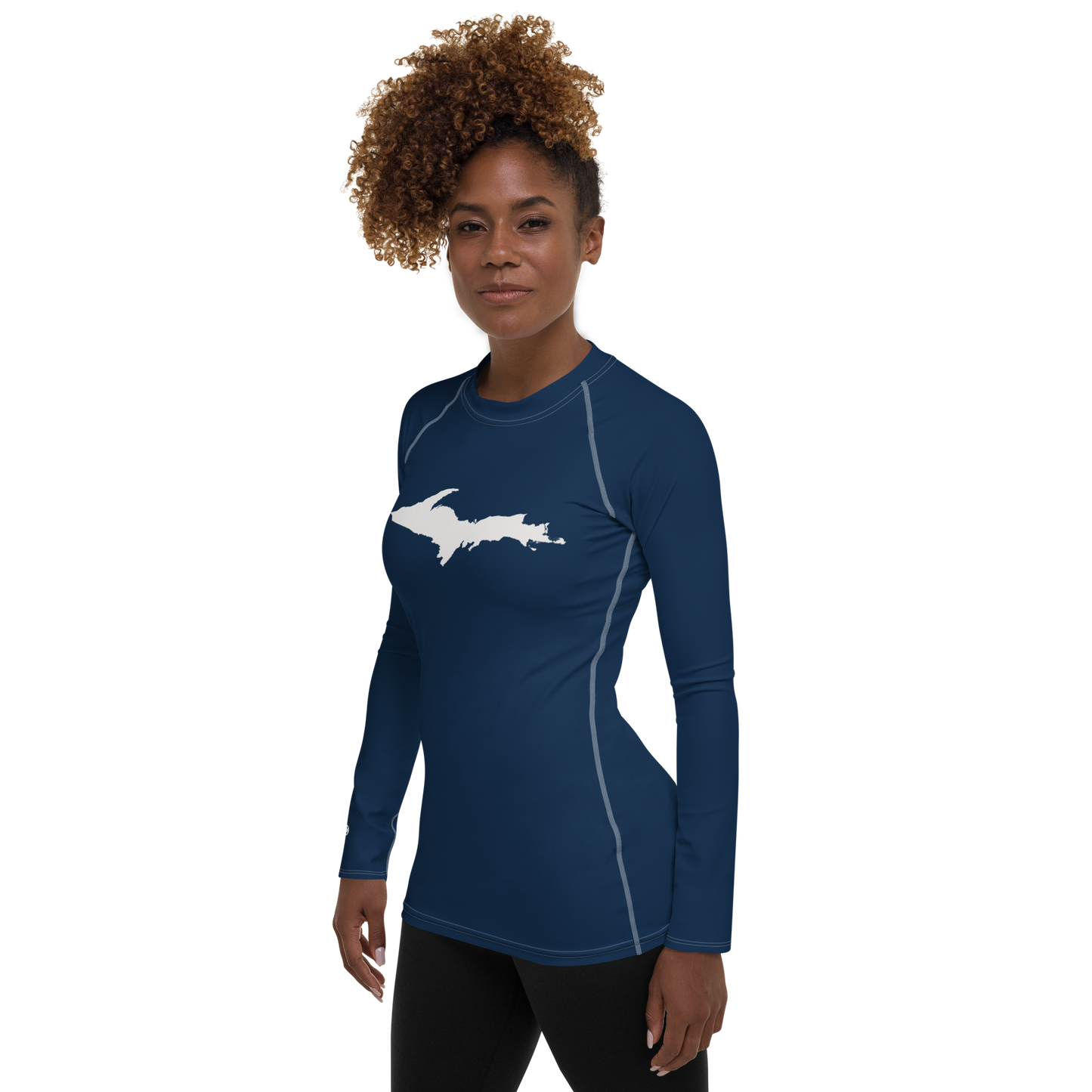 Michigan Upper Peninsula Rash Guard (w/ UP Outline) | Women's - Navy