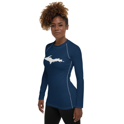 Michigan Upper Peninsula Rash Guard (w/ UP Outline) | Women's - Navy