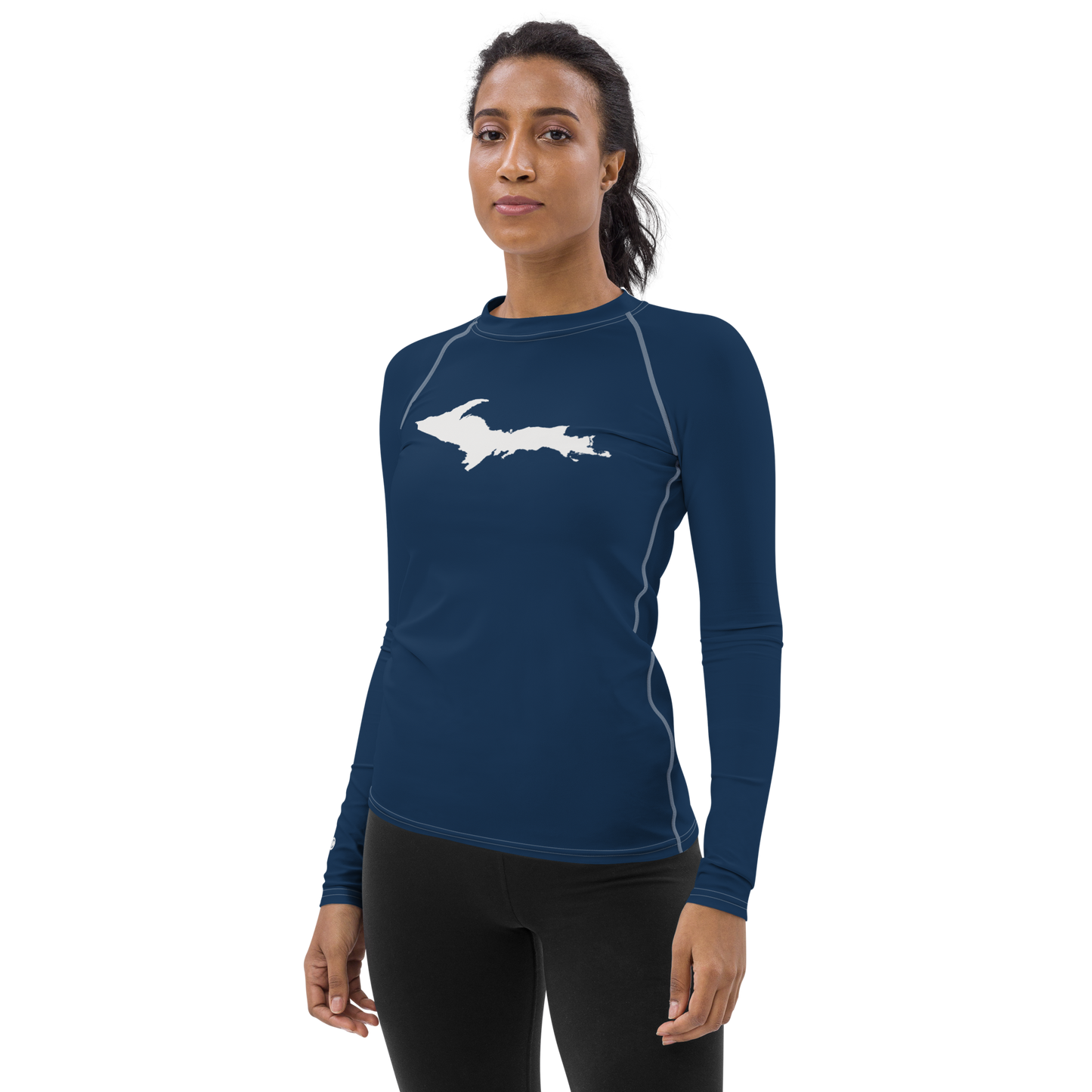 Michigan Upper Peninsula Rash Guard (w/ UP Outline) | Women's - Navy