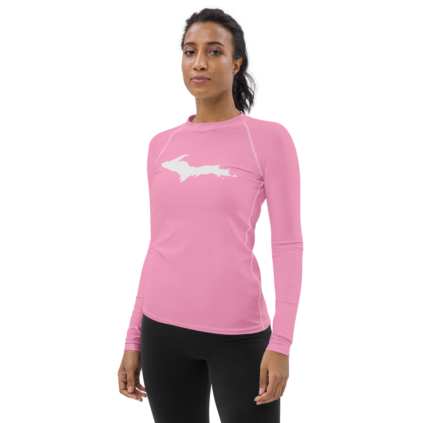 Michigan Upper Peninsula Rash Guard (w/ UP Outline) | Women's - '67 Caddie Pink