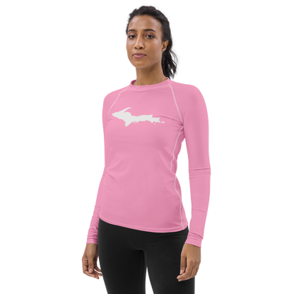 Michigan Upper Peninsula Rash Guard (w/ UP Outline) | Women's - '67 Caddie Pink