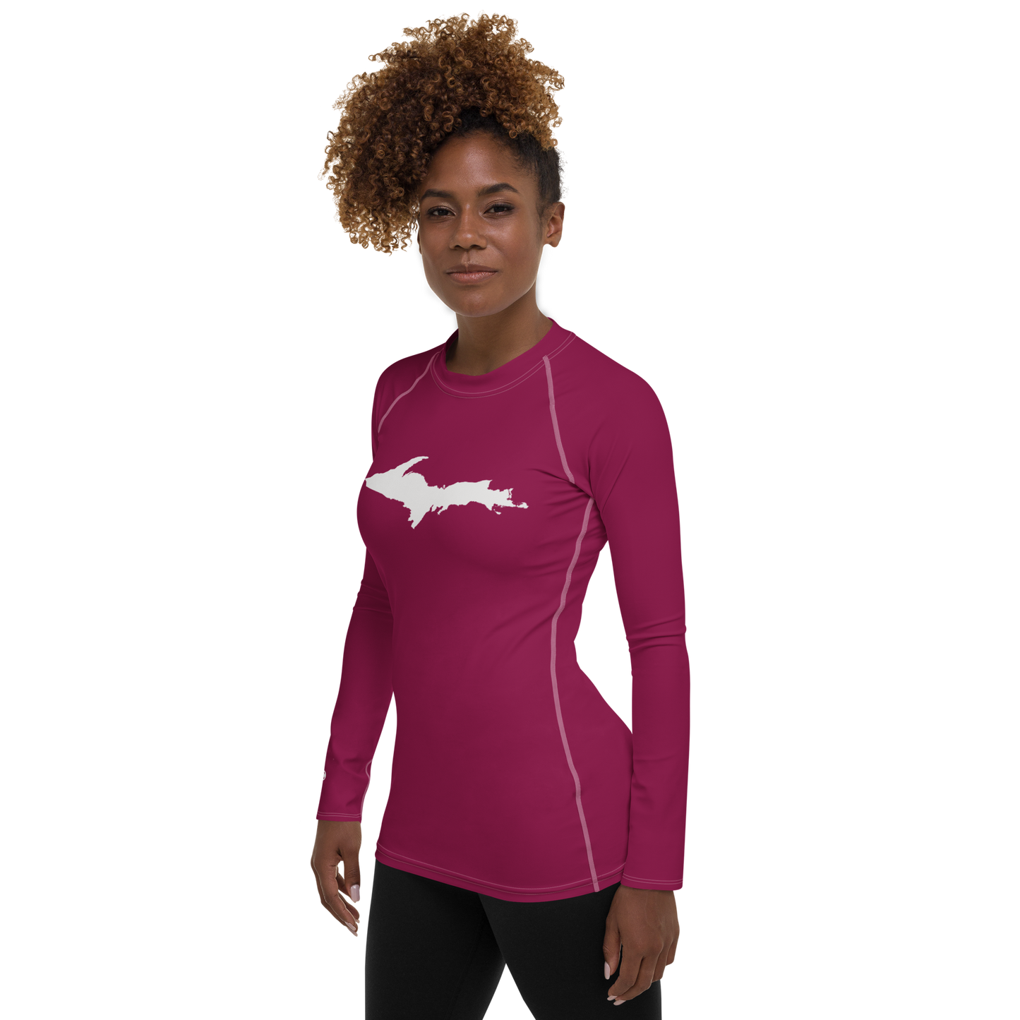 Michigan Upper Peninsula Rash Guard (w/ UP Outline) | Women's - Ruby Red