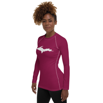 Michigan Upper Peninsula Rash Guard (w/ UP Outline) | Women's - Ruby Red