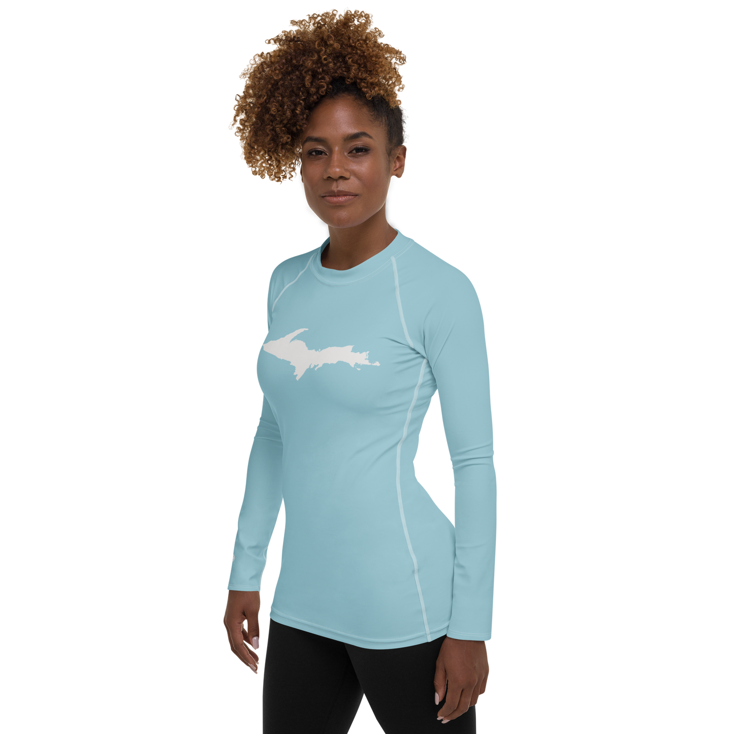 Michigan Upper Peninsula Rash Guard (w/ UP Outline) | Women's - '58 Caddie Blue