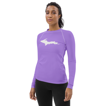 Michigan Upper Peninsula Rash Guard (w/ UP Outline) | Women's - Lavender