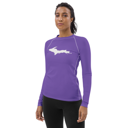 Michigan Upper Peninsula Rash Guard (w/ UP Outline) | Women's - Lake Iris