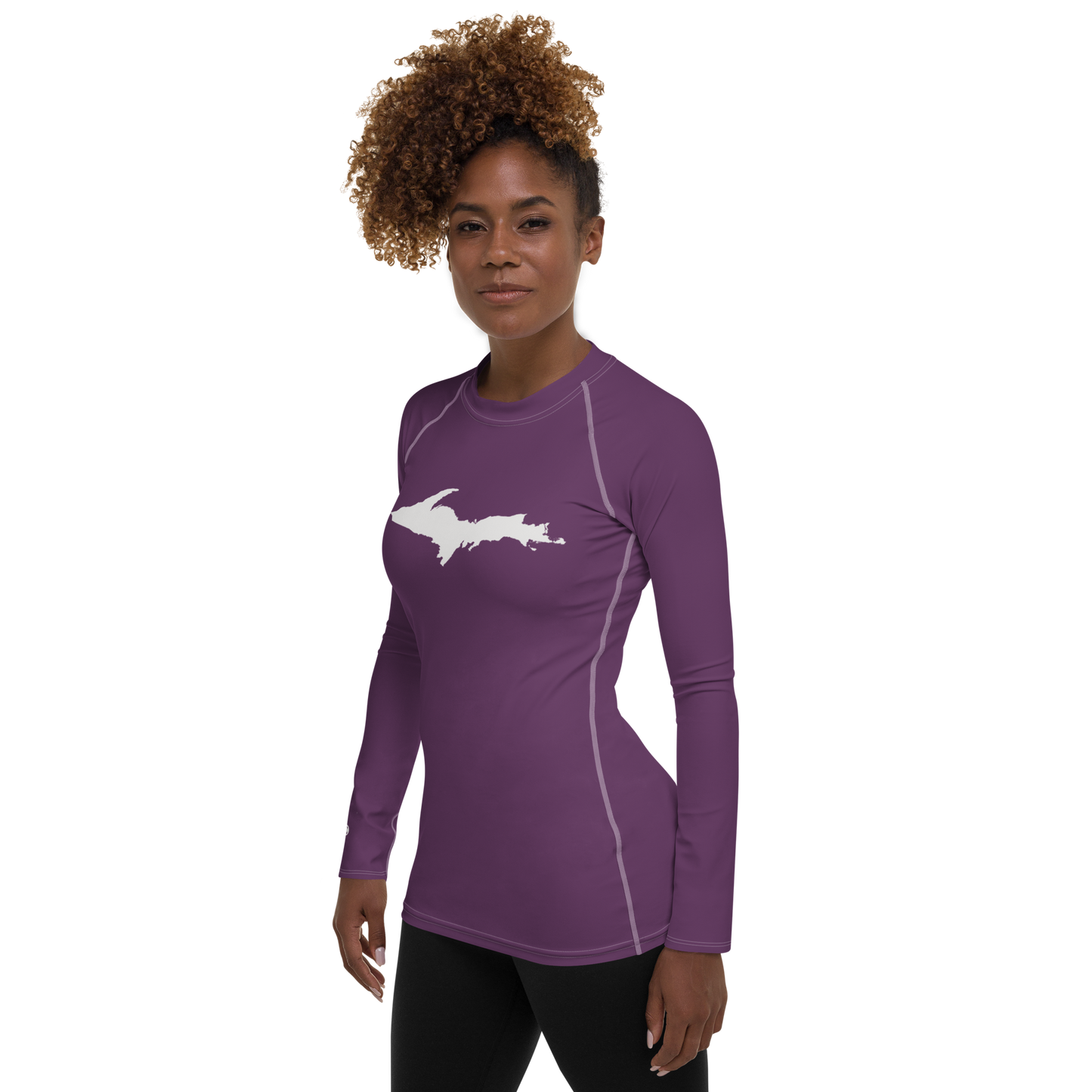 Michigan Upper Peninsula Rash Guard (w/ UP Outline) | Women's - Plum