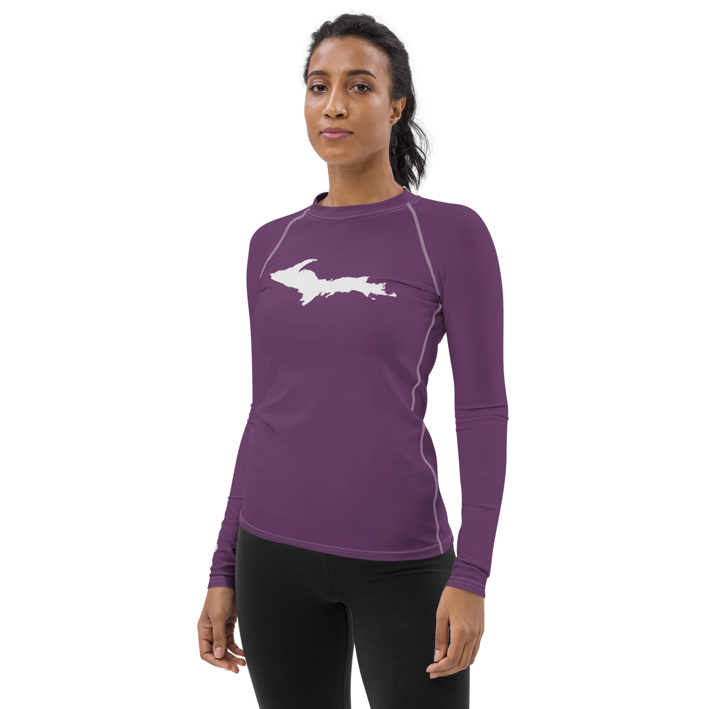 Michigan Upper Peninsula Rash Guard (w/ UP Outline) | Women's - Plum