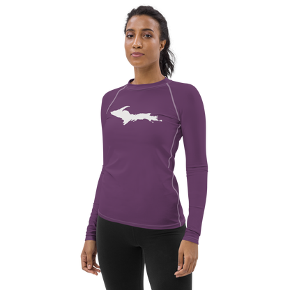 Michigan Upper Peninsula Rash Guard (w/ UP Outline) | Women's - Plum