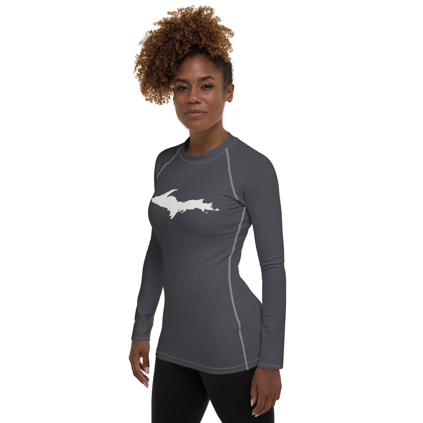 Michigan Upper Peninsula Rash Guard (w/ UP Outline) | Women's - Iron Ore Grey