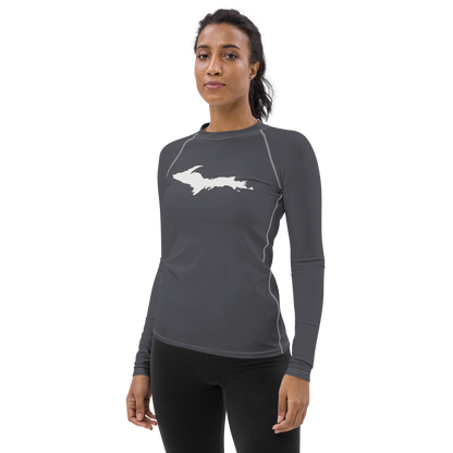 Michigan Upper Peninsula Rash Guard (w/ UP Outline) | Women's - Iron Ore Grey