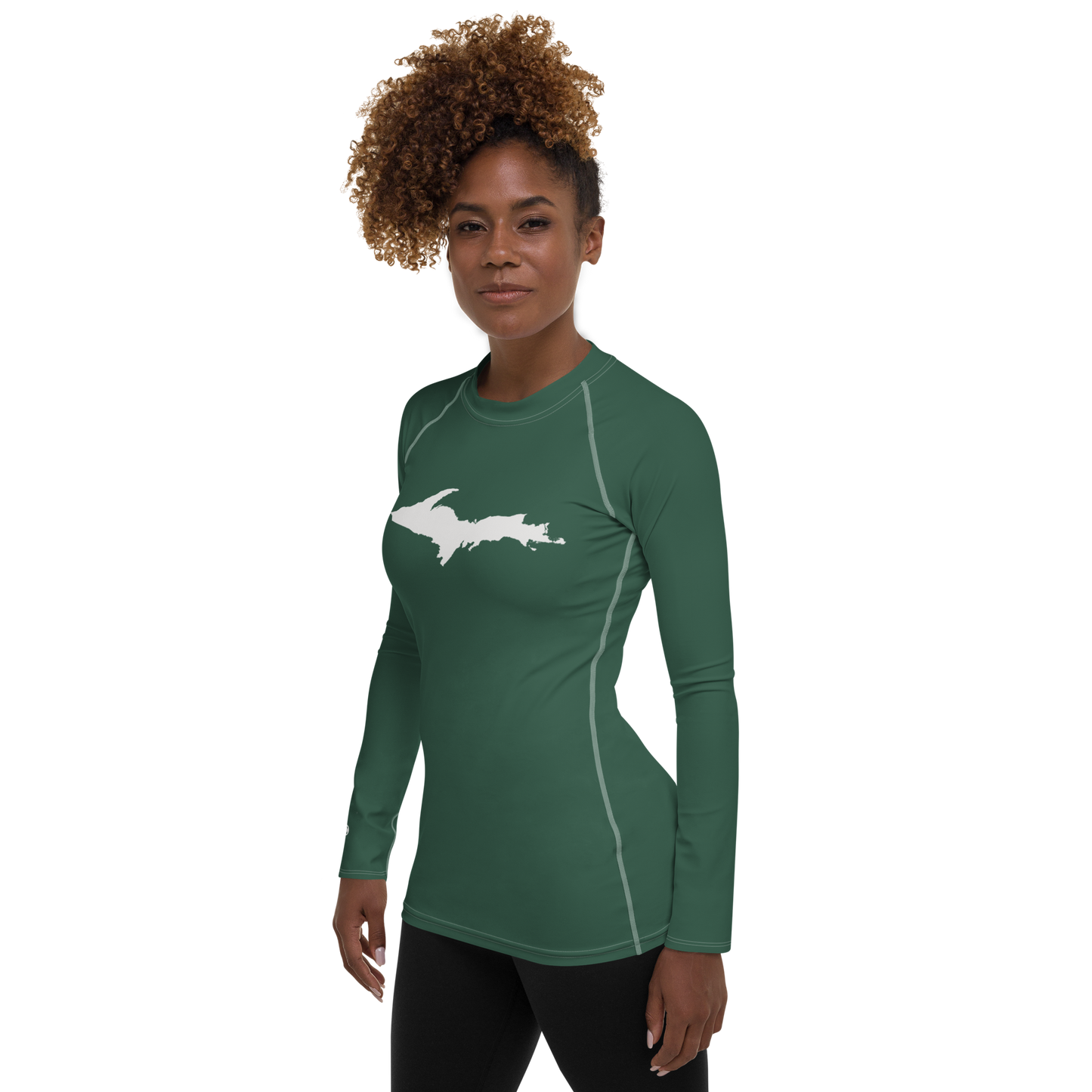 Michigan Upper Peninsula Rash Guard (w/ UP Outline) | Women's - Ginger Ale Green