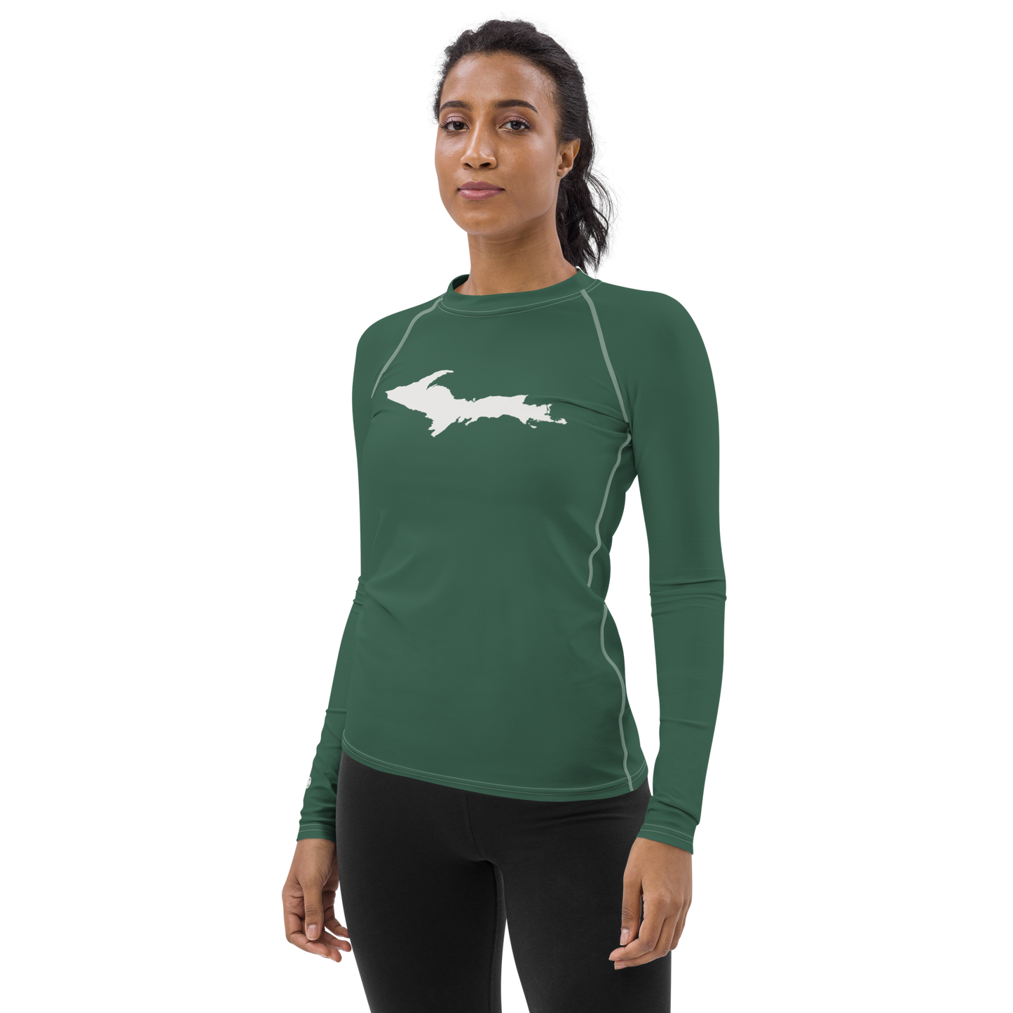 Michigan Upper Peninsula Rash Guard (w/ UP Outline) | Women's - Ginger Ale Green