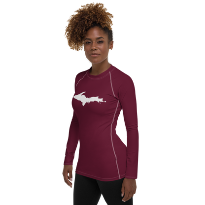 Michigan Upper Peninsula Rash Guard (w/ UP Outline) | Women's - Old Mission Burgundy