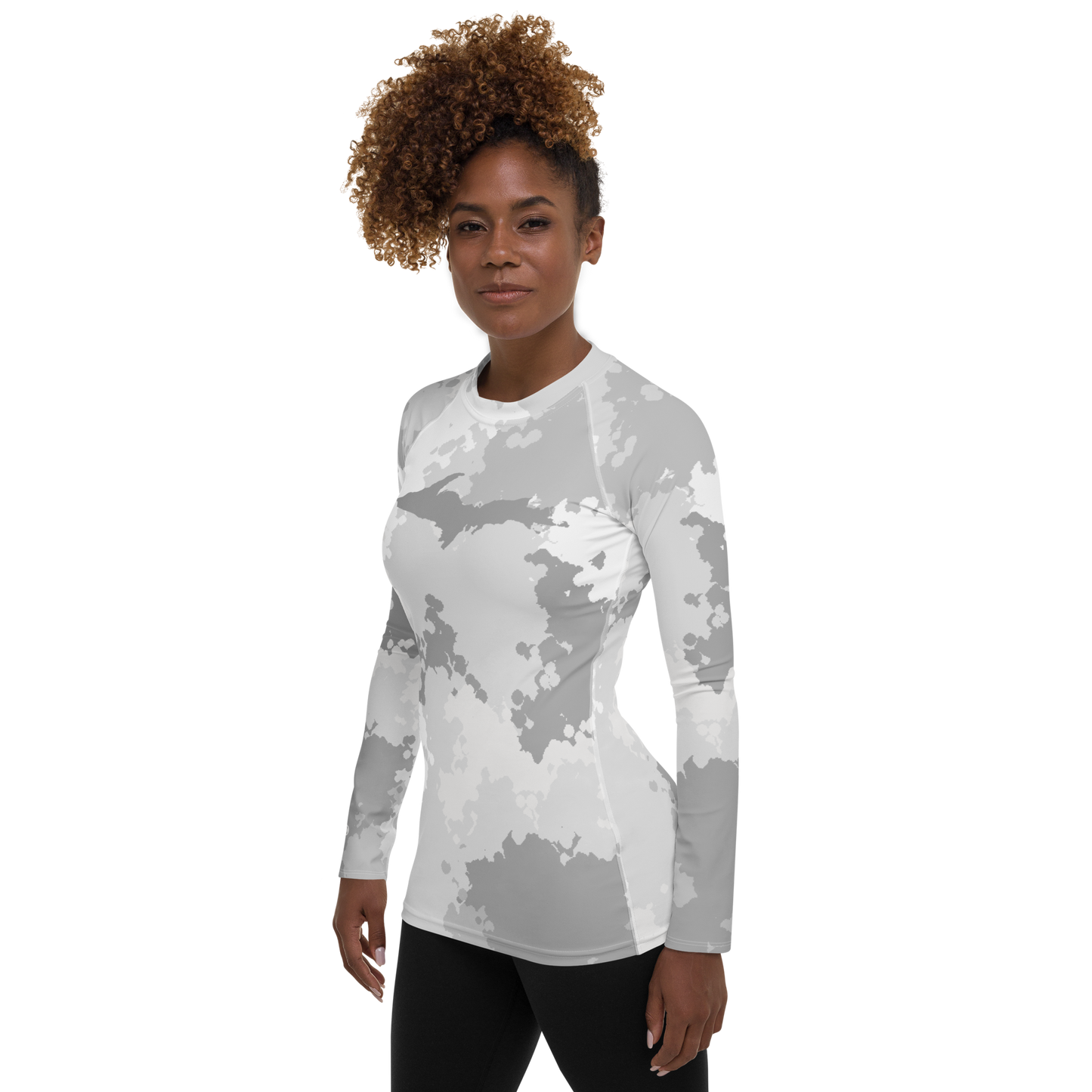 Michigan Upper Peninsula Rash Guard (w/ UP Outline) | Women's - Snow Camo