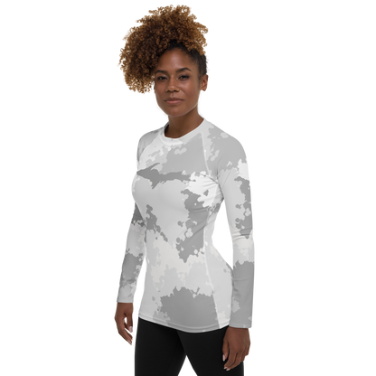 Michigan Upper Peninsula Rash Guard (w/ UP Outline) | Women's - Snow Camo