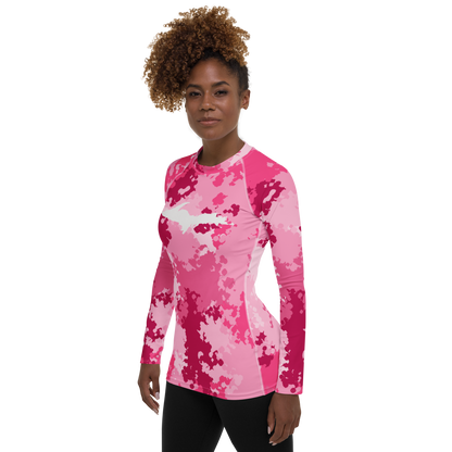 Michigan Upper Peninsula Rash Guard (w/ UP Outline) | Women's - Pink Camo