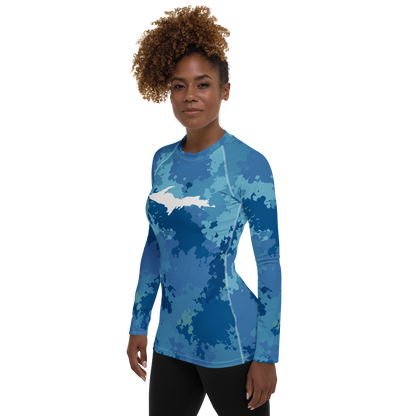 Michigan Upper Peninsula Rash Guard (w/ UP Outline) | Women's - Great Lakes Camo