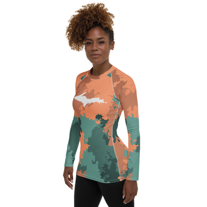 Michigan Upper Peninsula Rash Guard (w/ UP Outline) | Women's - Copper Country Camo