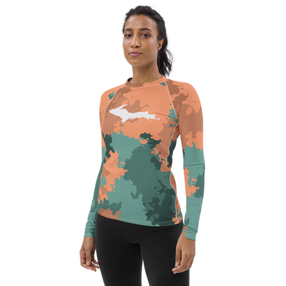 Michigan Upper Peninsula Rash Guard (w/ UP Outline) | Women's - Copper Country Camo