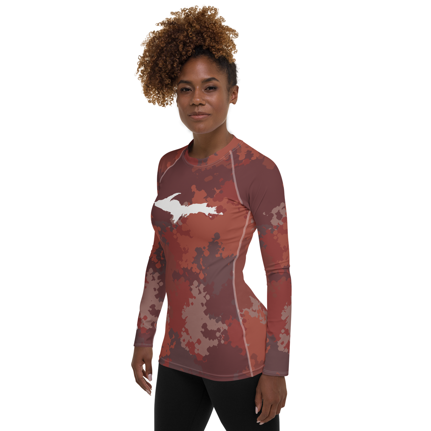 Michigan Upper Peninsula Rash Guard (w/ UP Outline) | Women's - Ore Dock Camo