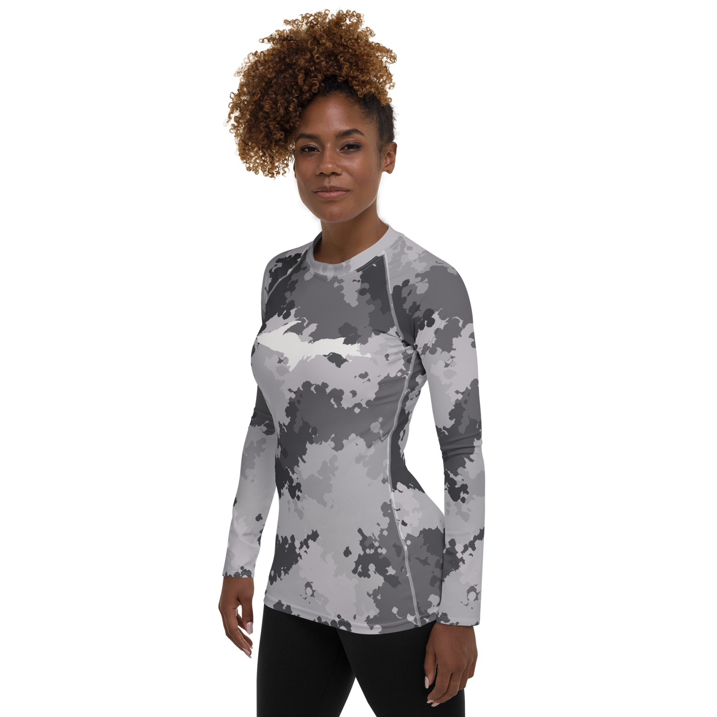 Michigan Upper Peninsula Rash Guard (w/ UP Outline) | Women's - Iron Ore Grey