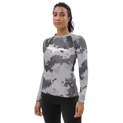 Michigan Upper Peninsula Rash Guard (w/ UP Outline) | Women's - Iron Ore Grey