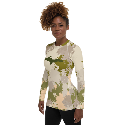 Michigan Upper Peninsula Rash Guard (w/ UP Outline) | Women's - Rosy Mound Camo