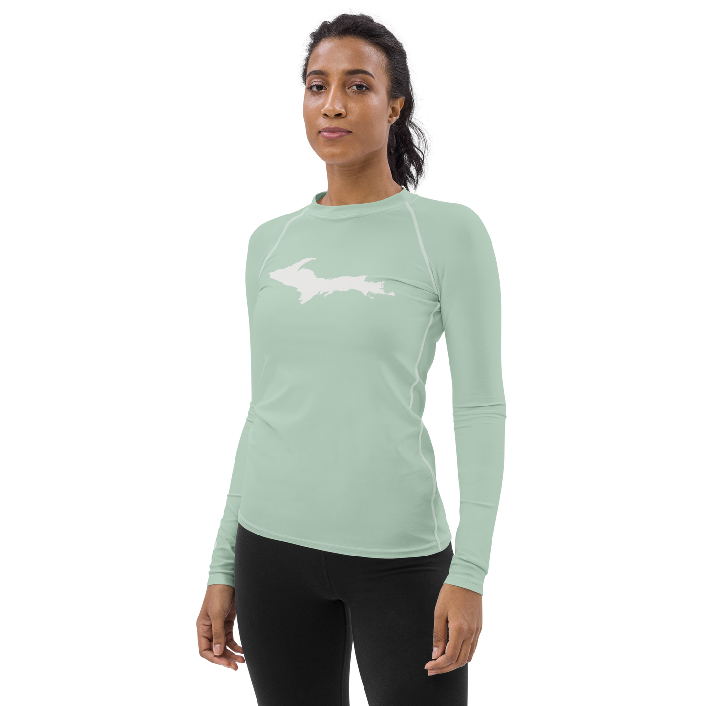 Michigan Upper Peninsula Rash Guard (w/ UP Outline) | Women's - Sea Green