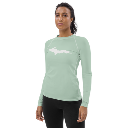 Michigan Upper Peninsula Rash Guard (w/ UP Outline) | Women's - Sea Green