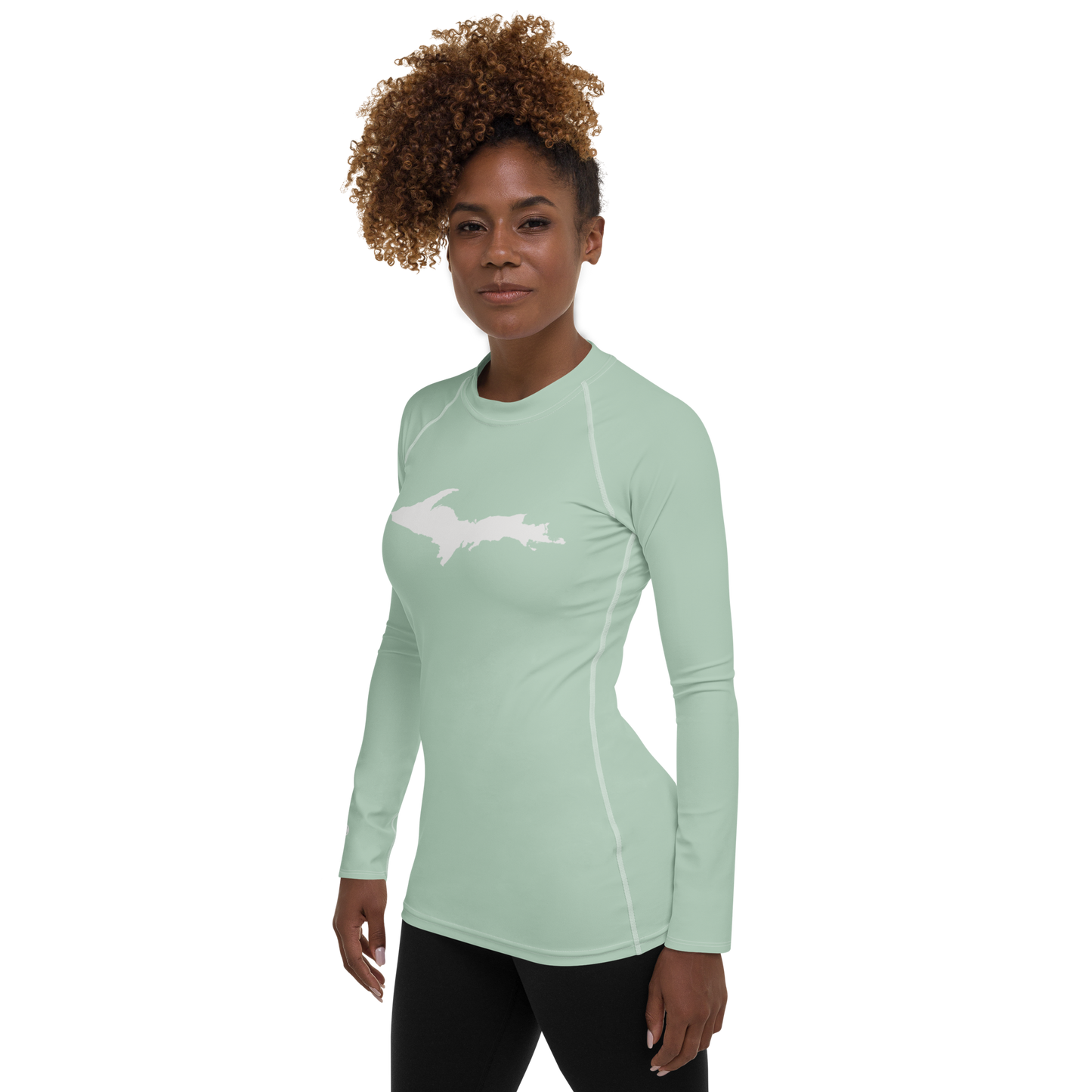 Michigan Upper Peninsula Rash Guard (w/ UP Outline) | Women's - Sea Green