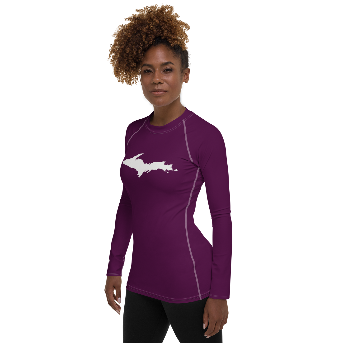 Michigan Upper Peninsula Rash Guard (w/ UP Outline) | Women's - Tyrian Purple