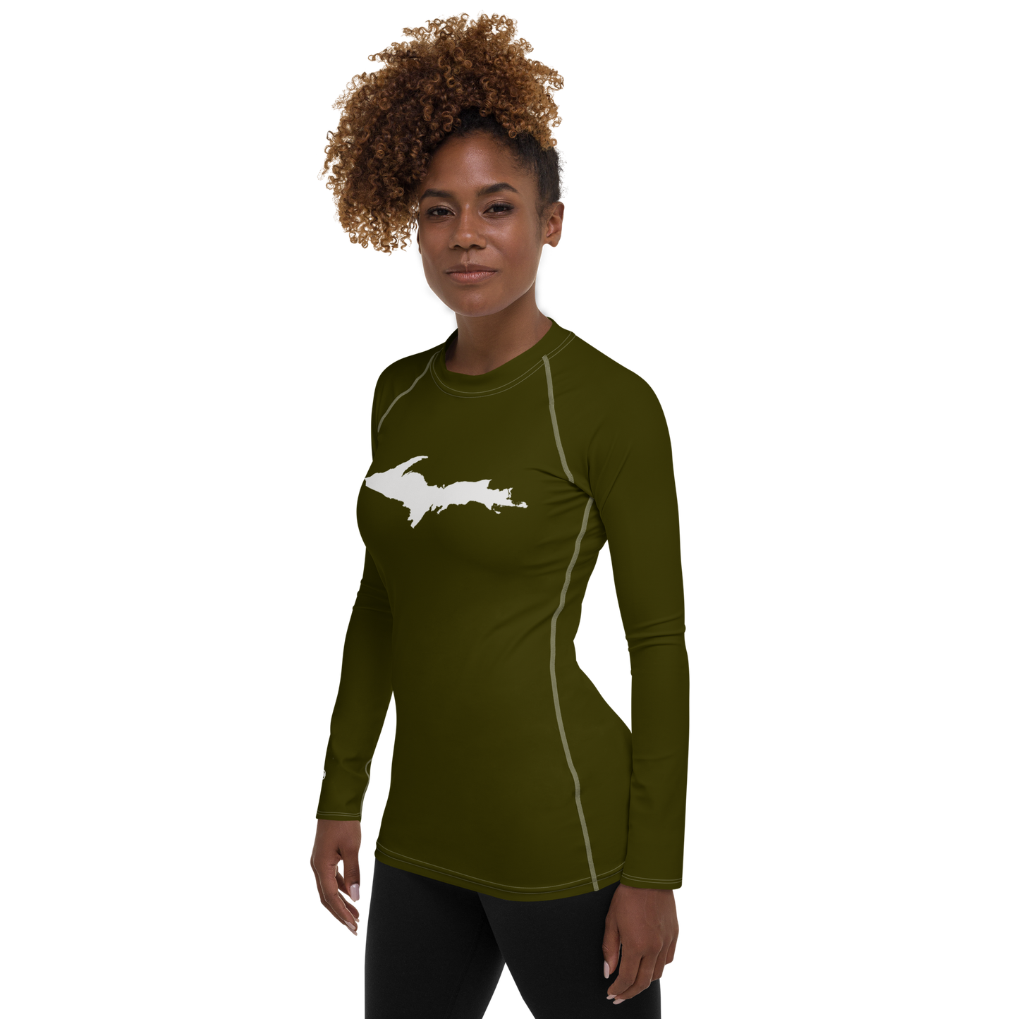 Michigan Upper Peninsula Rash Guard (w/ UP Outline) | Women's - Military Green