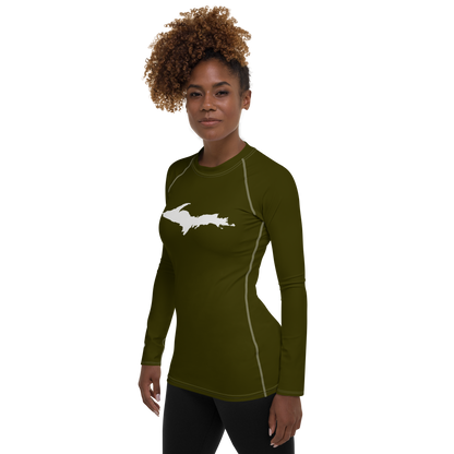 Michigan Upper Peninsula Rash Guard (w/ UP Outline) | Women's - Military Green