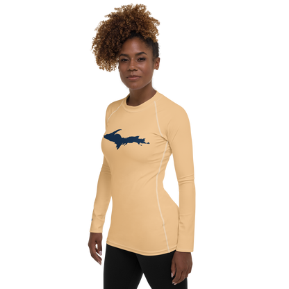 Michigan Upper Peninsula Rash Guard (w/ UP Outline) | Women's - Pale Apricot