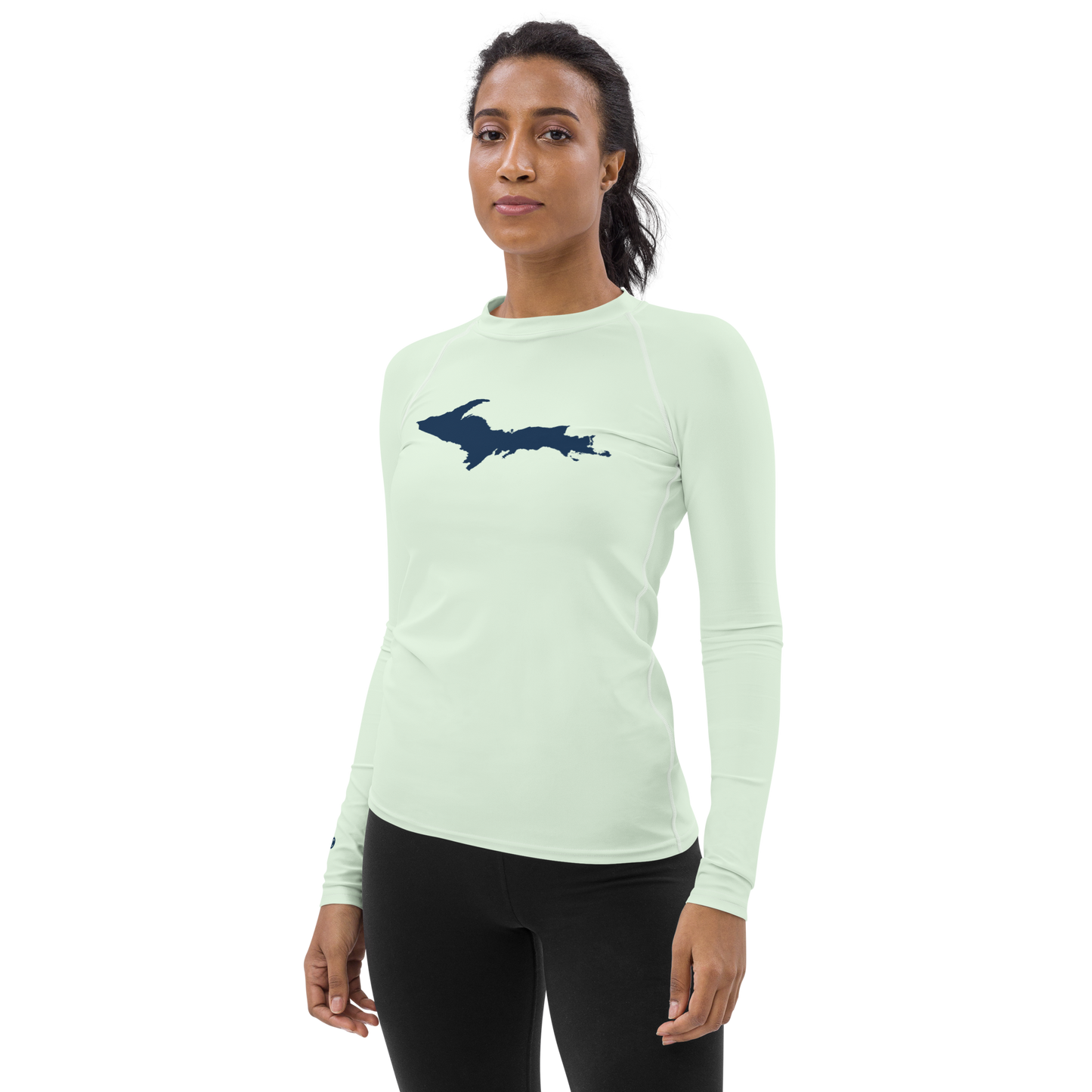 Michigan Upper Peninsula Rash Guard (w/ UP Outline) | Women's - Dew Green