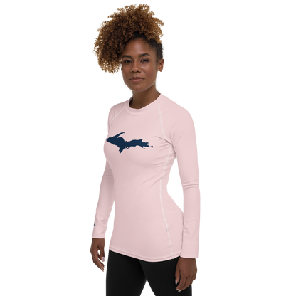 Michigan Upper Peninsula Rash Guard (w/ UP Outline) | Women's - Pale Pink