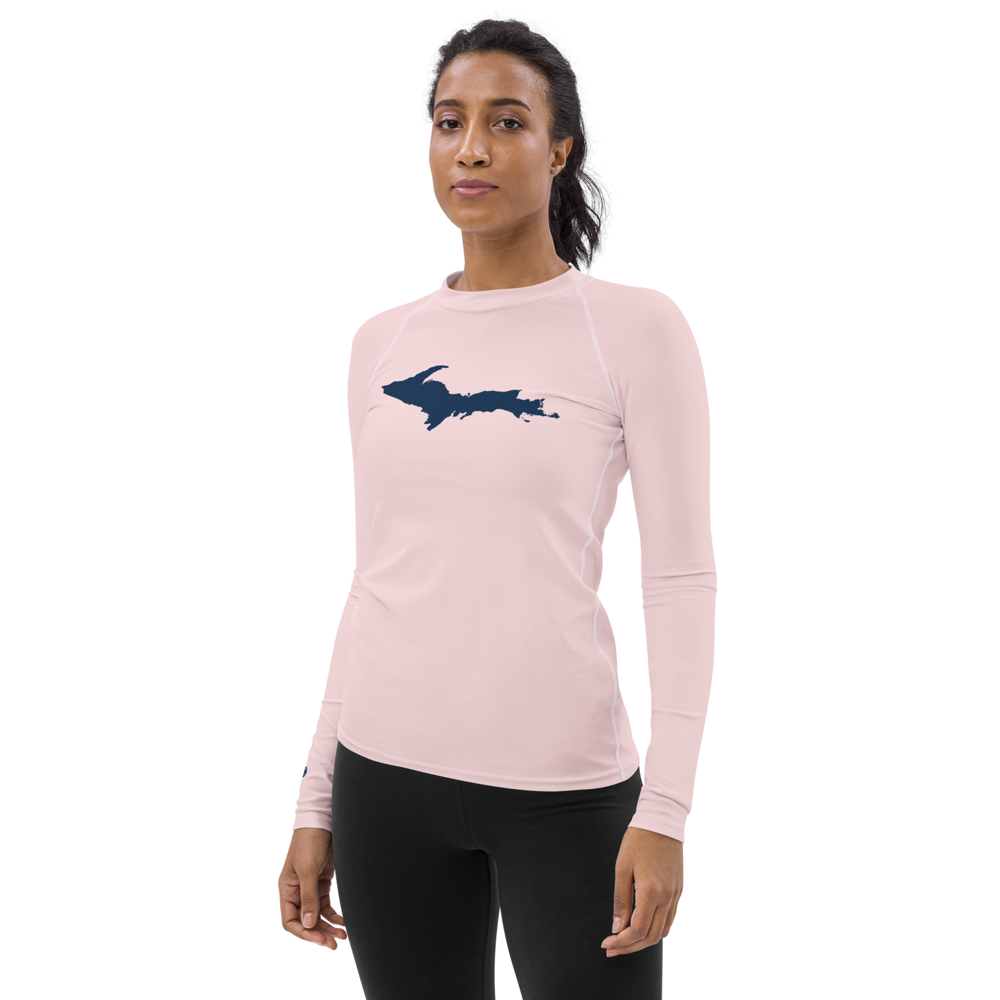 Michigan Upper Peninsula Rash Guard (w/ UP Outline) | Women's - Pale Pink