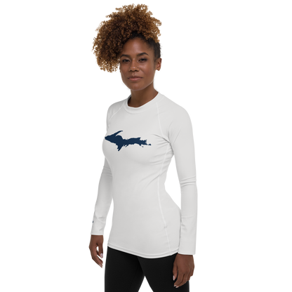 Michigan Upper Peninsula Rash Guard (w/ UP Outline) | Women's - Birch Bark White