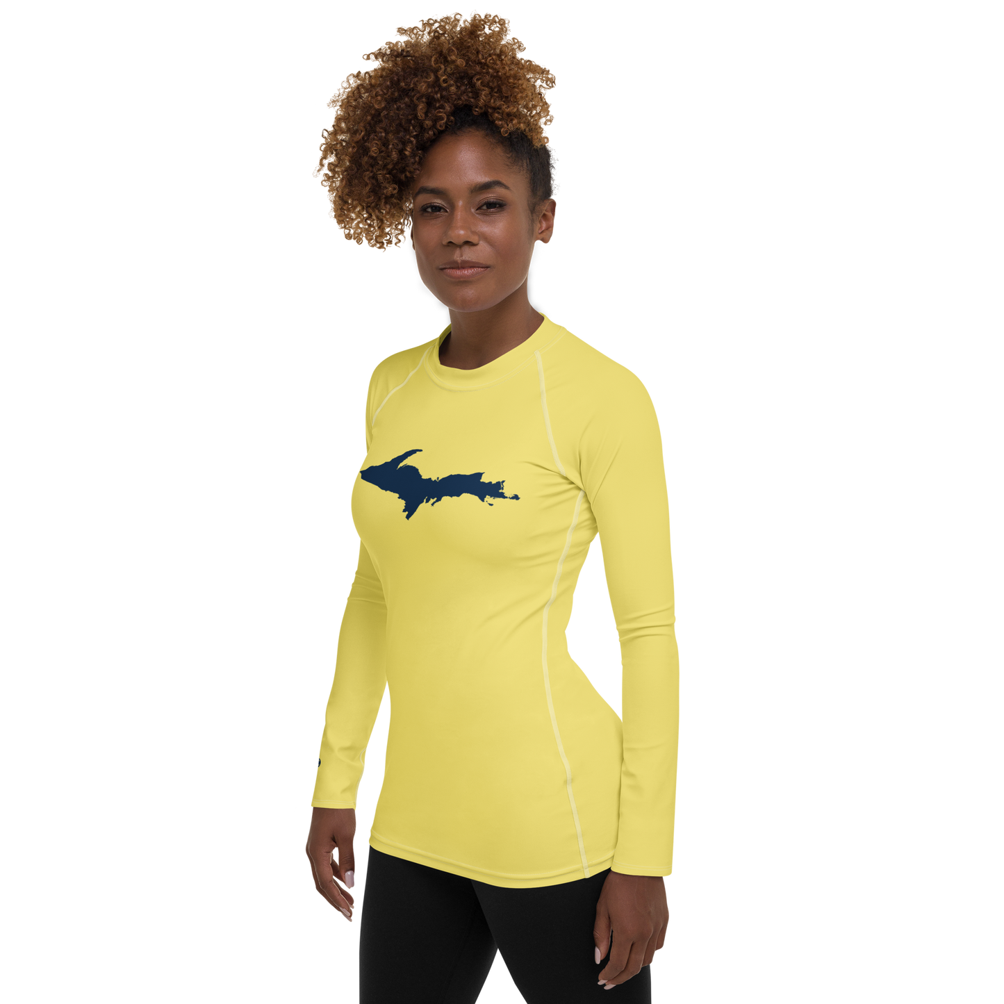 Michigan Upper Peninsula Rash Guard (w/ UP Outline) | Women's - Cherry Yellow