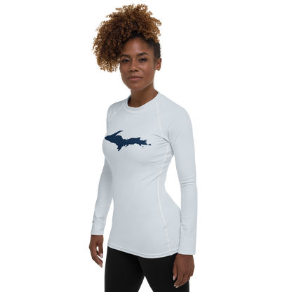 Michigan Upper Peninsula Rash Guard (w/ UP Outline) | Women's - Gossy White