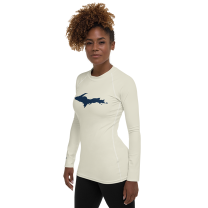 Michigan Upper Peninsula Rash Guard (w/ UP Outline) | Women's - Ivory White