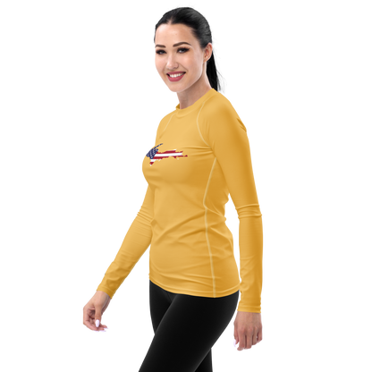 Michigan Upper Peninsula Rash Guard (w/ UP USA Flag) | Women's - Citrine