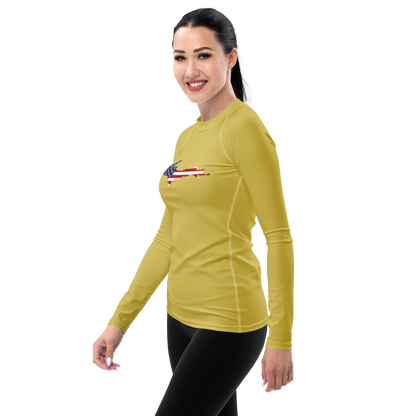 Michigan Upper Peninsula Rash Guard (w/ UP USA Flag) | Women's - Plum Yellow