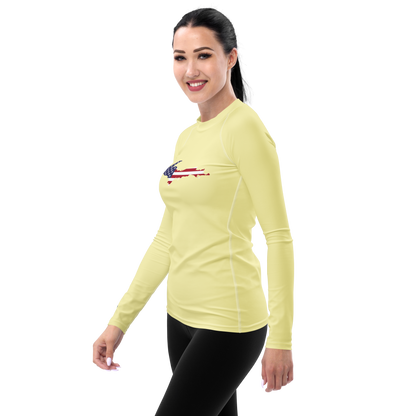 Michigan Upper Peninsula Rash Guard (w/ UP USA Flag) | Women's - Canary Yellow