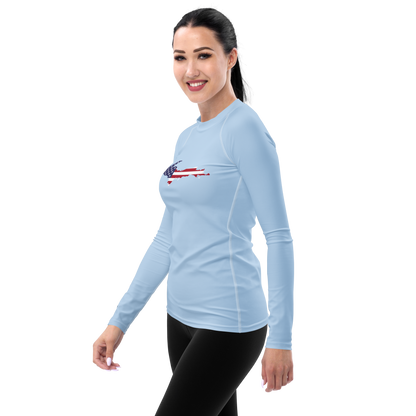 Michigan Upper Peninsula Rash Guard (w/ UP USA Flag) | Women's - Light Blue